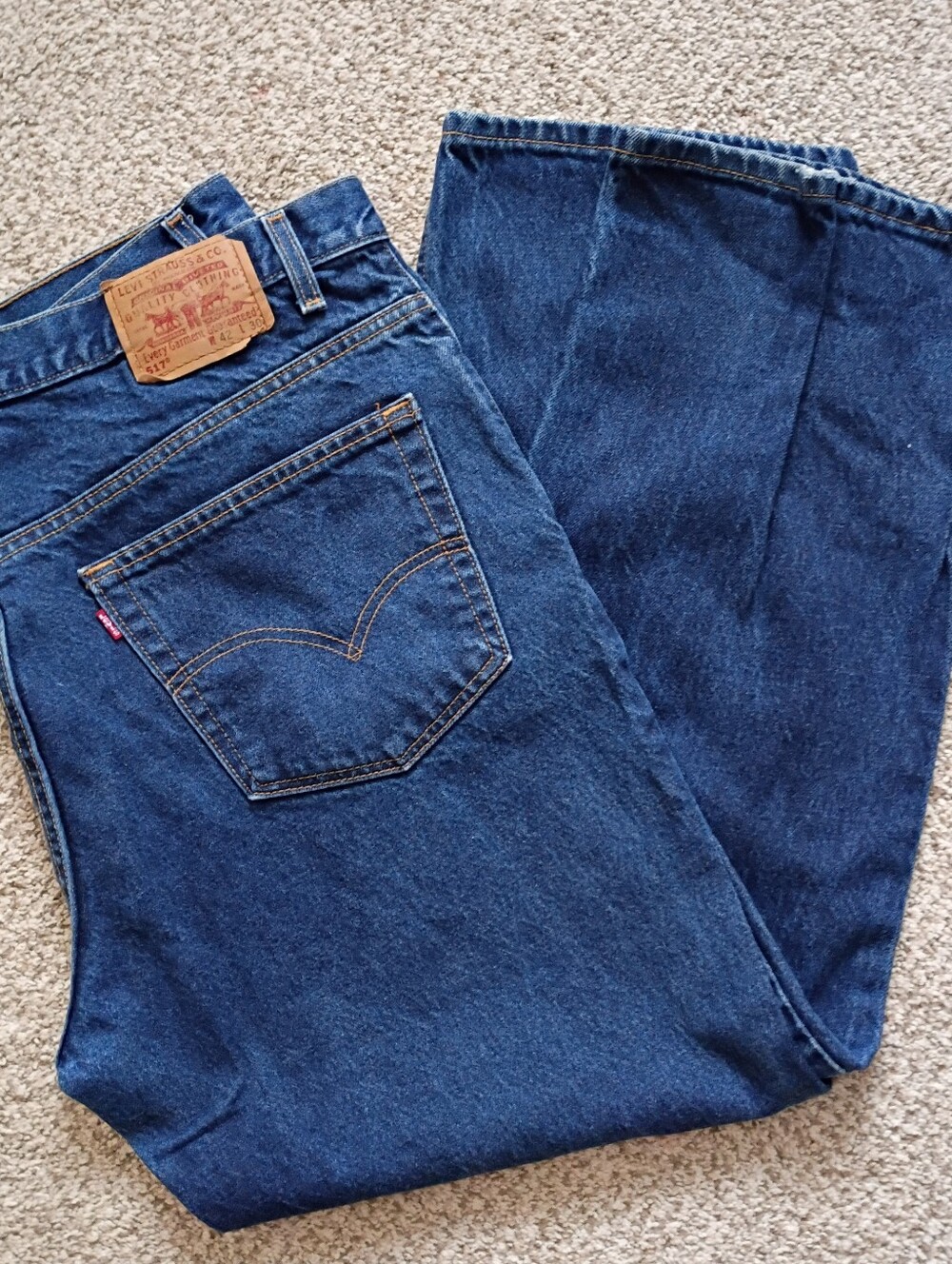 Levi's 517 Boot Cut Dark Wash Jeans Size 42x30 Made in USA